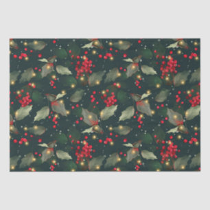 Mousseline Papier Tissu de Noël Holly Light Garland