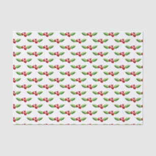 Mousseline Papier Tissu de Noël Rouge et Vert Holly