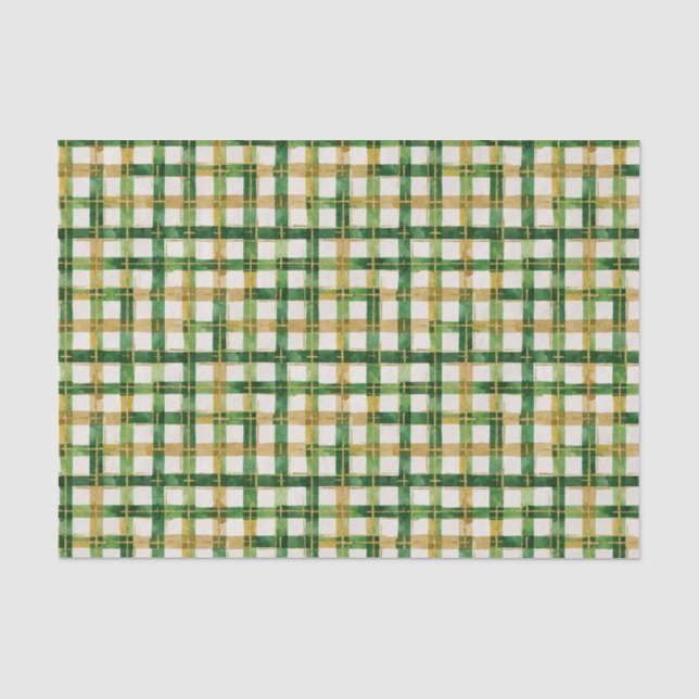 Mousseline Papier Tissu de Noël vert or (Recto)