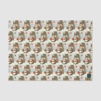 Mousseline Papier Tissu d'écureuil de Noël