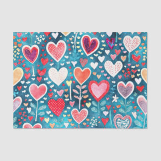 Mousseline Papier Tissu - Design Coeur
