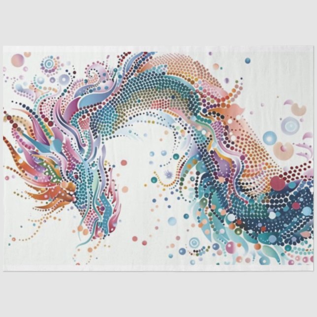 Mousseline Papier Tissu Dot Peint Dragon Vibrant (Recto)