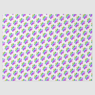 Mousseline Papier Tissu Empreinte de patte arc-en-ciel