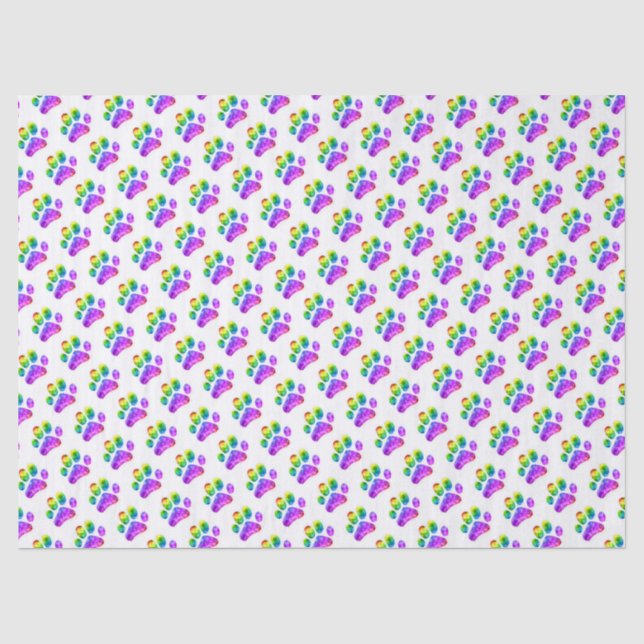Mousseline Papier Tissu Empreinte de patte arc-en-ciel (Recto)
