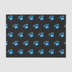 Mousseline Papier Tissu Empreinte de patte (noir et bleu)