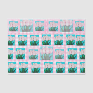 Mousseline Papier Tissu En vichy rose
