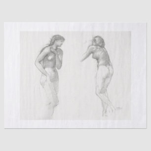 MOUSSELINE PAPIER TISSU : ÉTUDE FEMME : EDWARD BURNE JONES