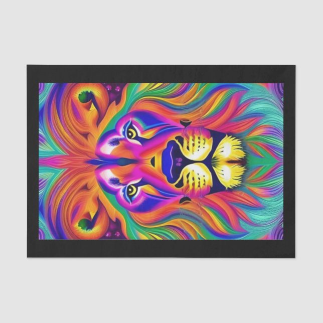 Mousseline papier tissu face lion (Recto)