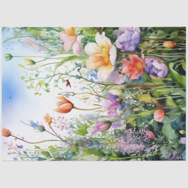 Mousseline Papier Tissu Floral de printemps (Recto)