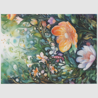 Mousseline Papier Tissu Floral de printemps