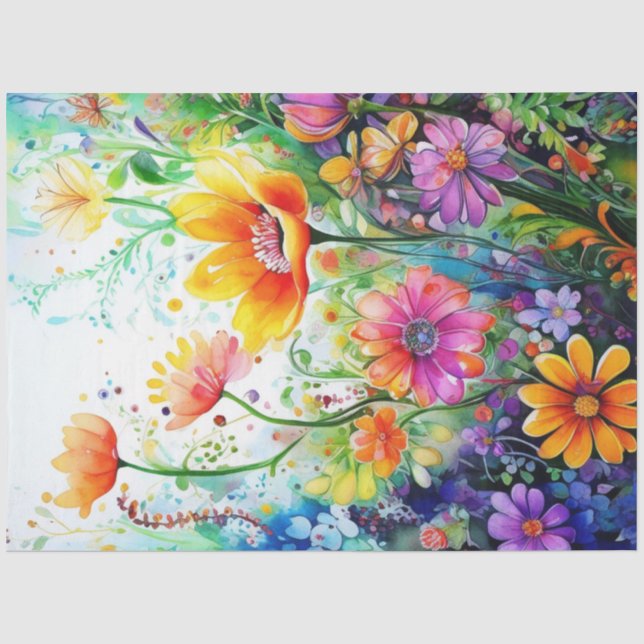 Mousseline Papier Tissu Floral de printemps (Recto)