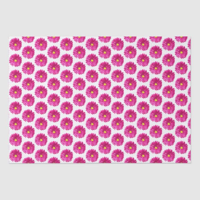 Mousseline Papier Tissu Floral Rose Chaud (Recto)