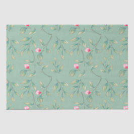 Mousseline Papier Tissu Floral Vert Camion