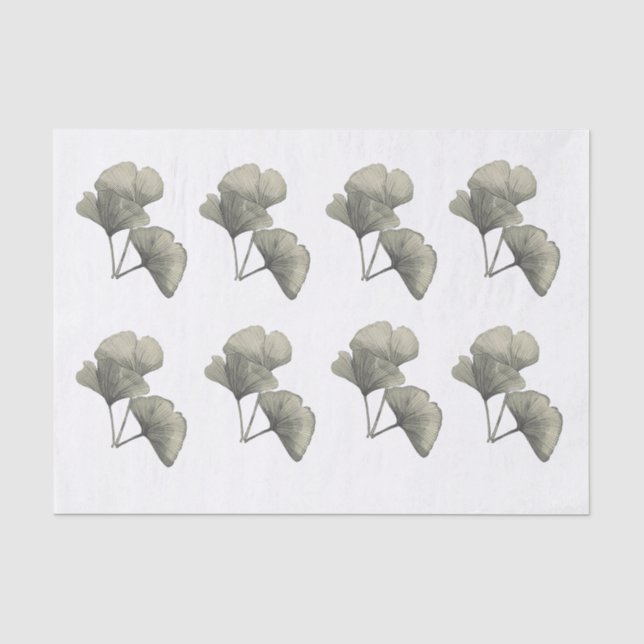 Mousseline Papier Tissu Ginkgo (Recto)