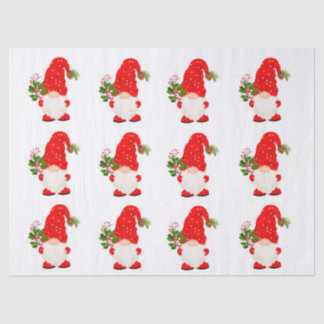 Mousseline Papier Tissu Gnome en bois de Noël