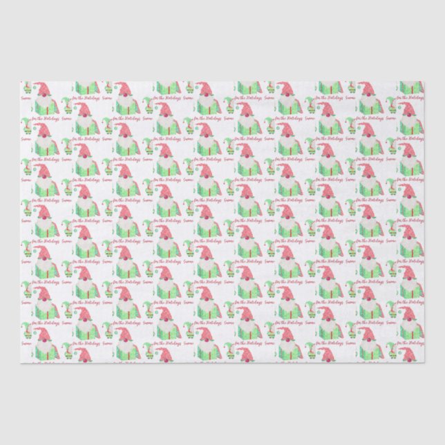 Mousseline Papier Tissu Gnome Holiday (Recto)