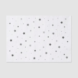 Mousseline Papier Tissu Gris Étoiles