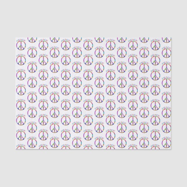Mousseline Papier Tissu Hippie Peace Rainbow (Recto)