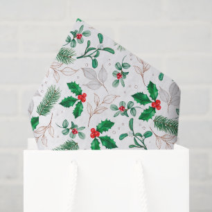 Mousseline Papier Tissu Holiday Holly