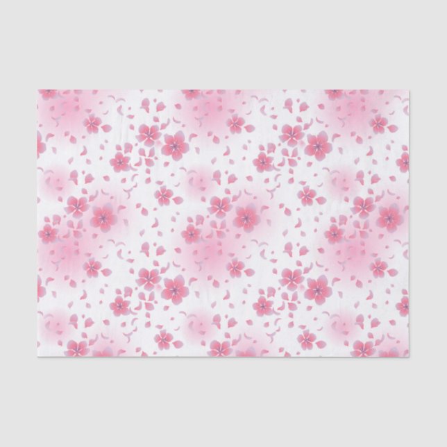 Mousseline Papier Tissu Japonais asiatique en fleur de cerisi (Recto)