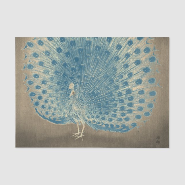 Mousseline Papier Tissu JAPONAIS PEACOCK (Recto)