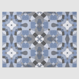 Mousseline papier tissu kaléidoscope bleu