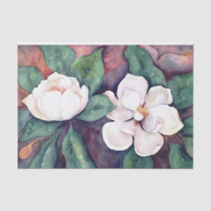 Mousseline Papier Tissu Magnolias Aquarelle