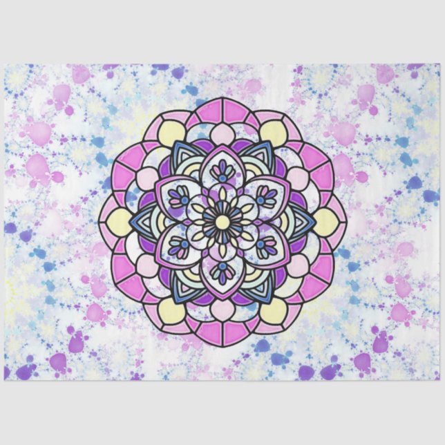 Mousseline Papier Tissu Mandala C Spring (Recto)