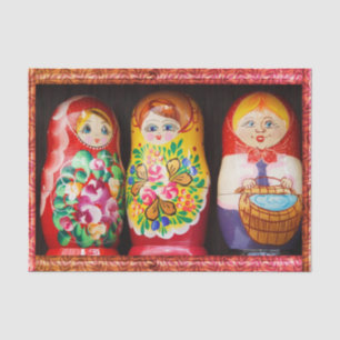 Mousseline Papier Tissu Matryoshka Coloré