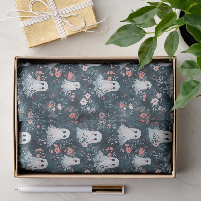 Mousseline Papier Tissu Motif Fantôme Boho foncé (Cadeau)