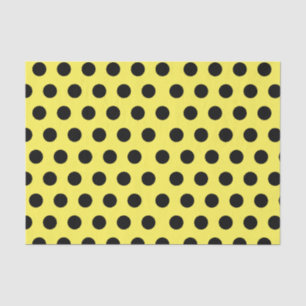 Mousseline Papier Tissu Noir & Jaune Moyen Polka Dot Chic