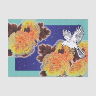 MOUSSELINE PAPIER TISSU OISEAU ET FLEURS