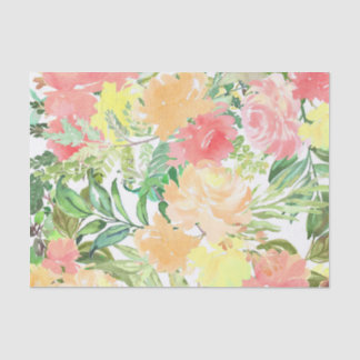 Mousseline Papier Tissu Orange - Floral Vibrant