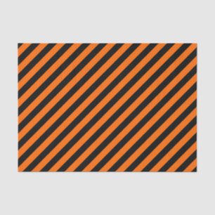 Mousseline Papier Tissu Orange/Noir Diagonal