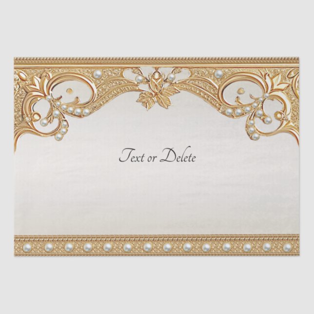 Mousseline Papier Tissu Orné Or (Recto)