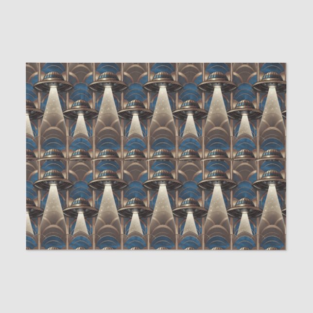 Mousseline Papier Tissu OVNI Art Déco (Recto)