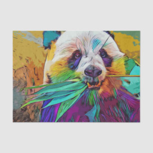 Mousseline Papier Tissu Panda Rainbow