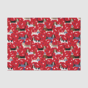 Mousseline Papier Tissu Patriotique Basset Hound