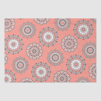 Mousseline Papier Tissu Peach Mandalas