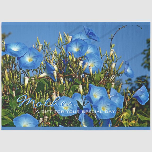 Mousseline Papier Tissu Personnalisé Blue Morning Glory (Recto)