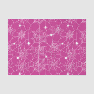Mousseline Papier Tissu Pink Spider Web Halloween
