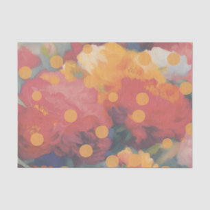 Mousseline Papier Tissu Polka Dot Peony Parade