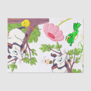 Mousseline Papier Tissu Possum Frog Chicks Floral