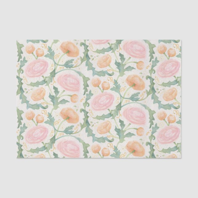 Mousseline Papier Tissu Ranunculus Radieux (Recto)