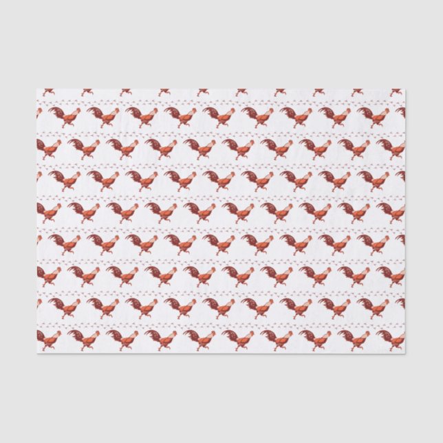 Mousseline Papier Tissu Red Rooster (Recto)