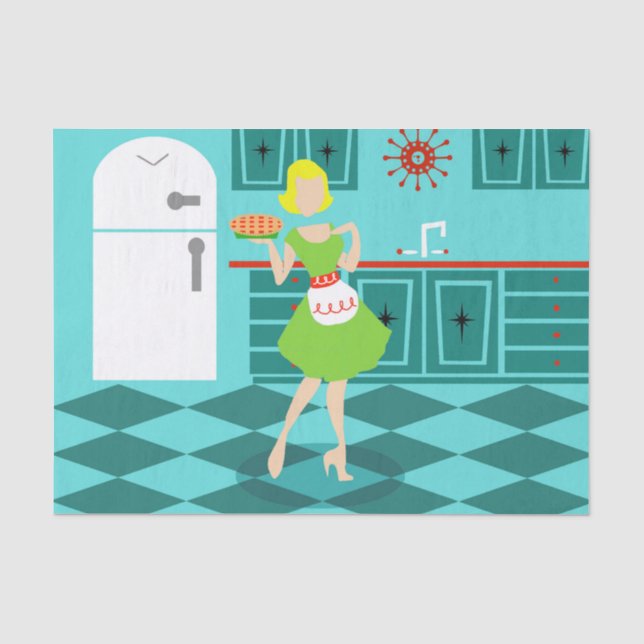 Mousseline Papier Tissu Retro Kitchen (Recto)