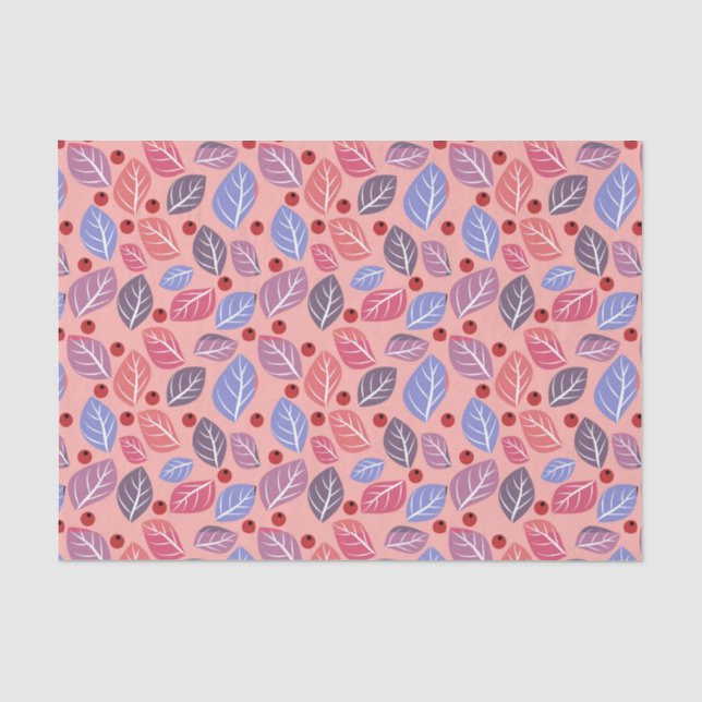 Mousseline Papier Tissu Rose Feuille Spring (Recto)