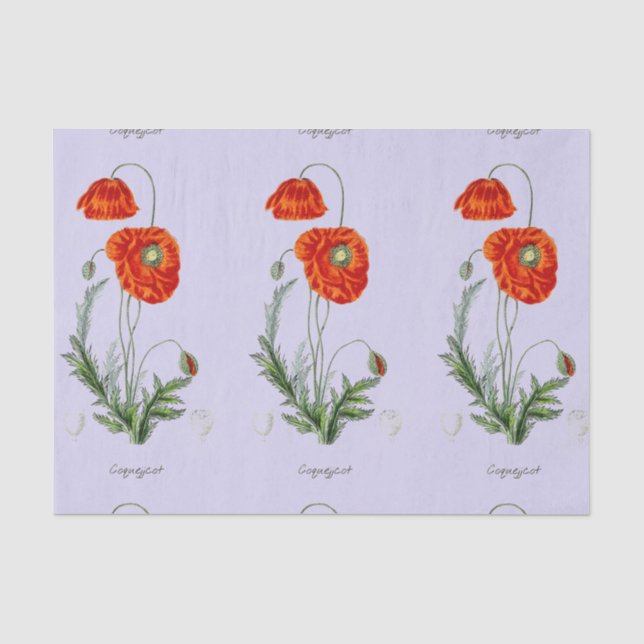 MOUSSELINE PAPIER TISSU ROUGE POPPER LAVENDER (Recto)