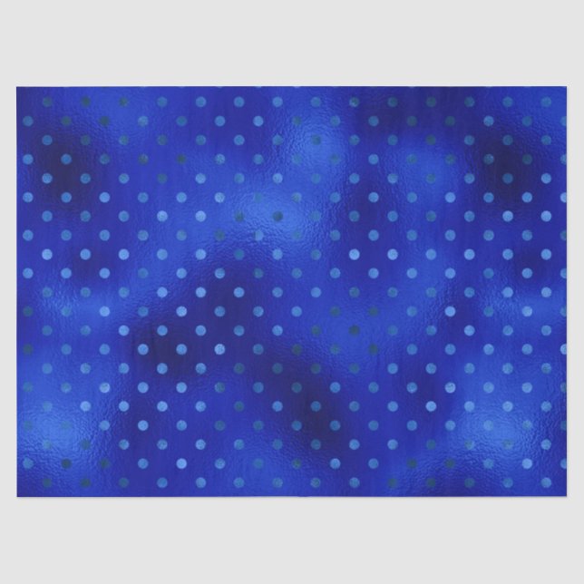 Mousseline Papier Tissu Royal Blue Foil Polka Dot Hanoukka (Recto)