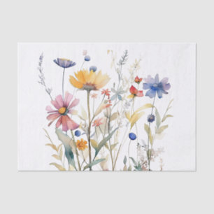 Mousseline Papier Tissu simple Fleur sauvage aquarelle